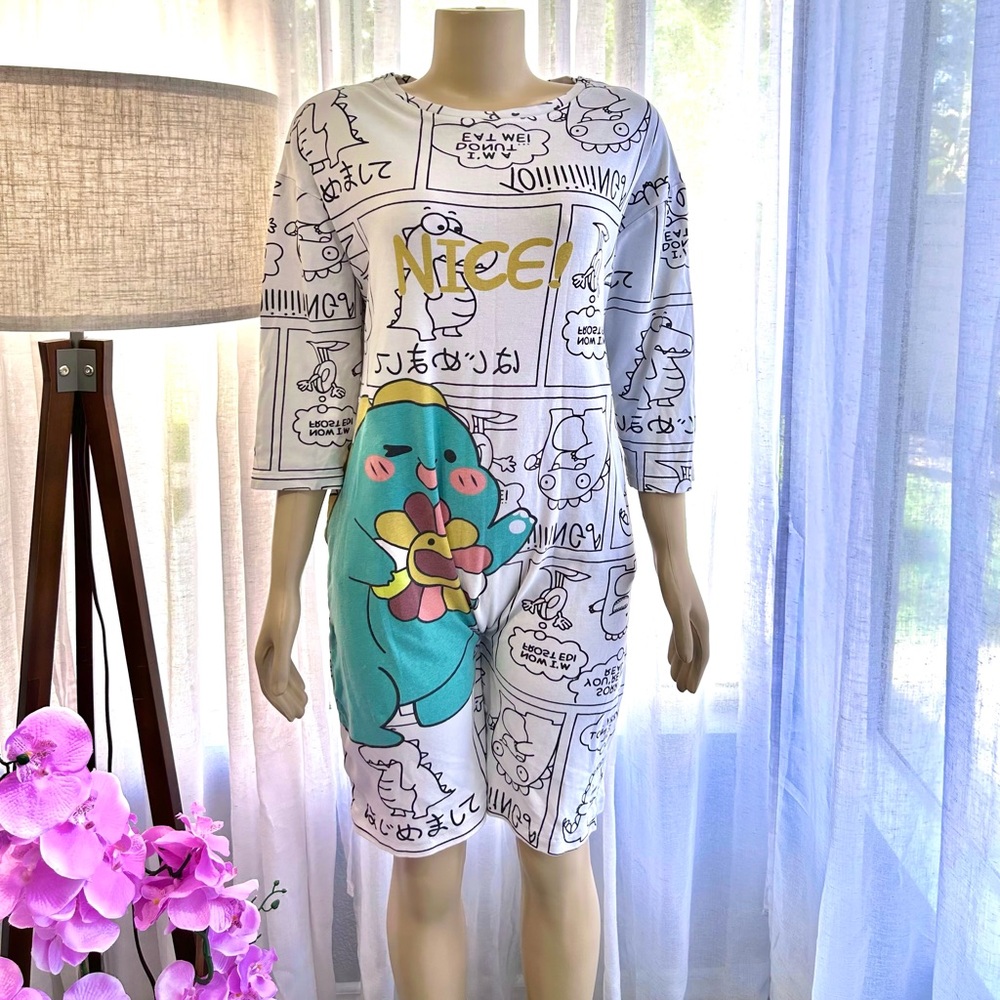 Fashion Romper Big Baby Size M Medium Short Sleeve Funny Dinosaur